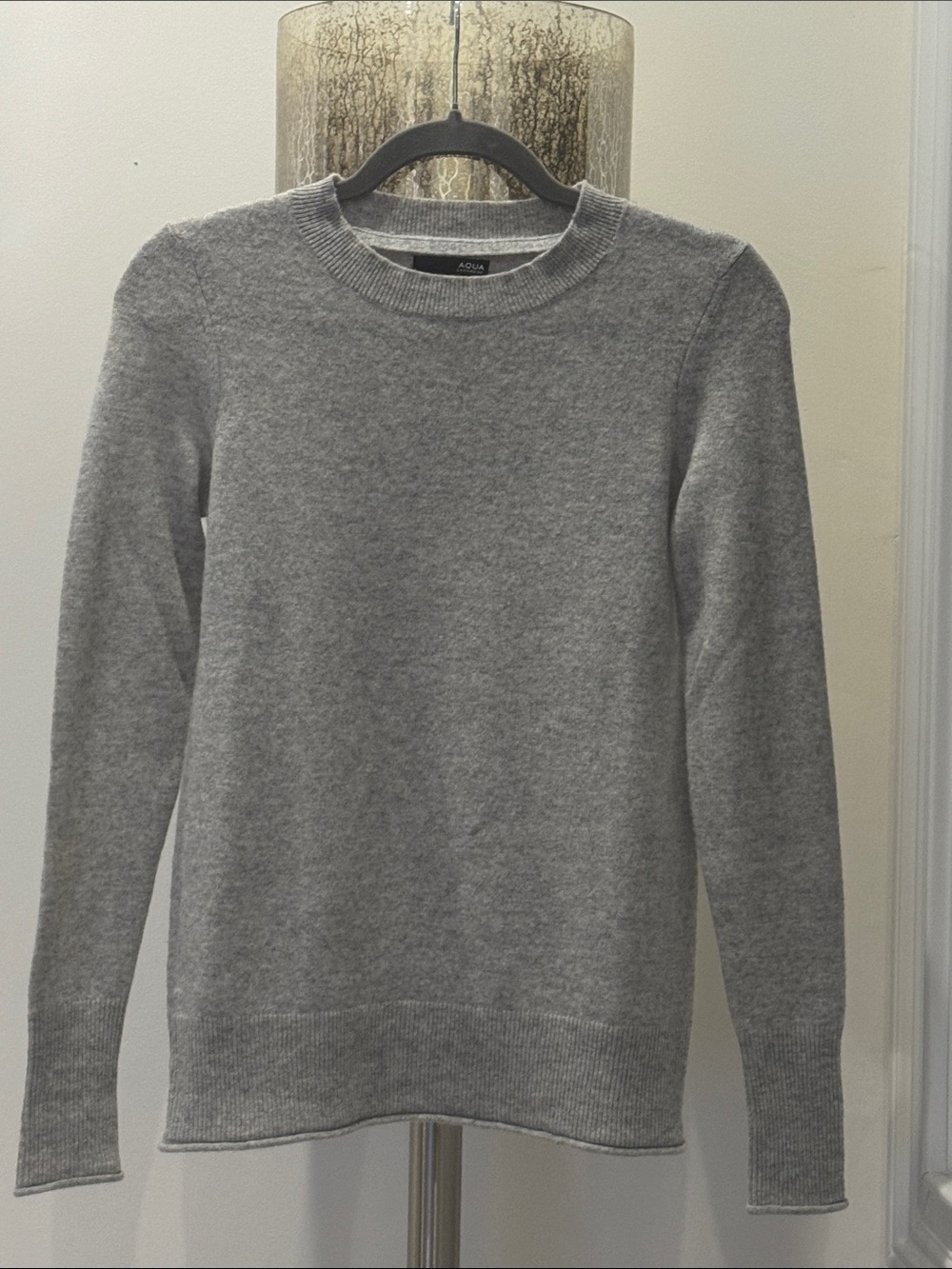 Aqua 100% Cashmere Heather Gray Crewneck Sweater